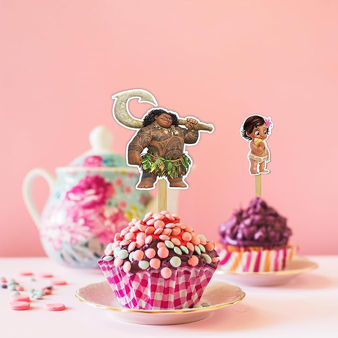 Mna Cupcake Toppers –Tropical Island Cupcake Toppers – Birthday Cake Decorations | Ocean Adventure Party Supplies for Mna Themed Celebrations & Festivities