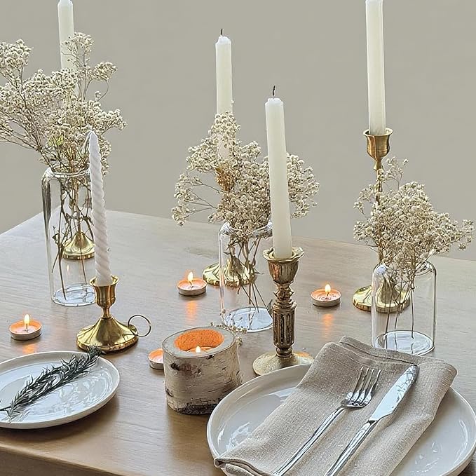 Glass Bud Vases Set of 3 Clear Flower Vase for Centerpieces Shelf, 3.9'' 4.9'' 6.7'' Modern Small Vases for Living Room Bedroom Office Home, Decor for Wedding House Warming Party
