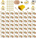 IIKUM 60 Pack 1.5 oz Hexagon Mini Glass Honey Jars with Wooden Dippers, Bee Pendants, Gift Bags, Thank You Cards, Jutes and Cute stickers- Perfect for Baby Shower, Wedding Favors and Party Favors