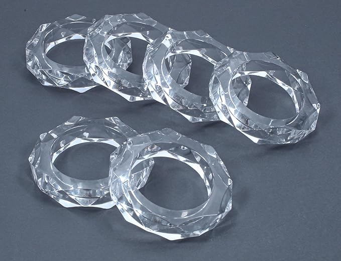 Transparent Acrylic Napkin Rings - Set of 12 Elegant Serviette Holders for Wedding, Party, Dining Table & Holiday Décor - Clear Napkin Rings by ALPHA Living HOME