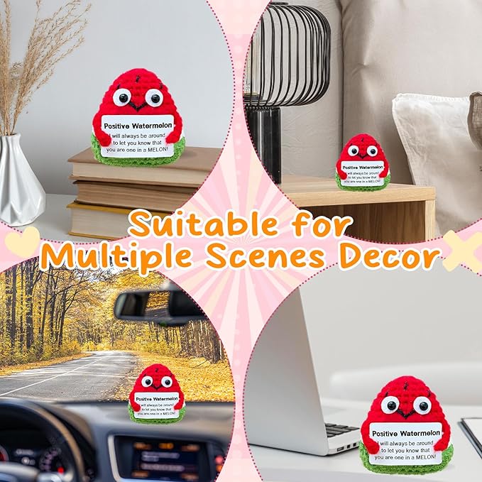 Crochet Emotional Support Watermelon-Handmade Mental Health Gifts for Friends,Family-Uplifting Gifts for Grandpa,Grandma Mom,Dad,Teens