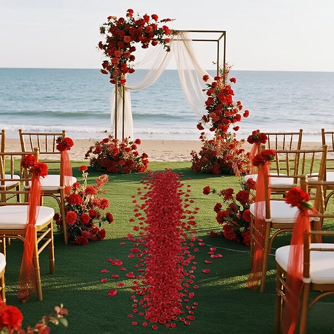 1000 Pcs Red Rose Petals Artificial Silk Flower Petals Romantic Decorations for Wedding Engagement Birthday Event Anniversary Party Backdrop Supplies