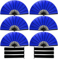 13inch Large Rave Fan Popping Clacking Fans for Line Dancing,Hand Fans for Women Foldable,Boots on The Ground Fan,Portable for Outdoor,Wedding,Party,Decoration (6pcs Blue)
