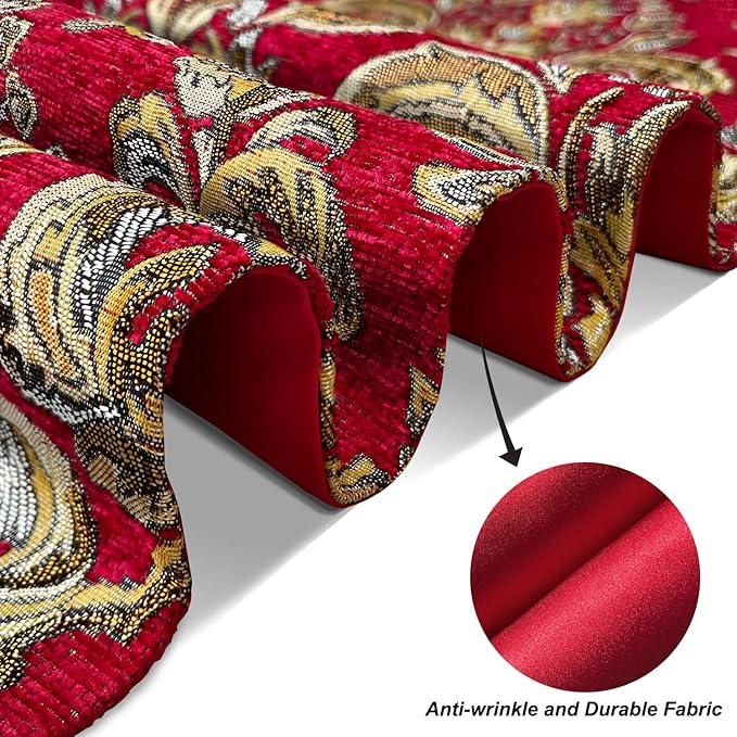 Jacquard Red Table Runner 120" Chenille Decorations for Birthday Wedding Party Handmade Centerpiece