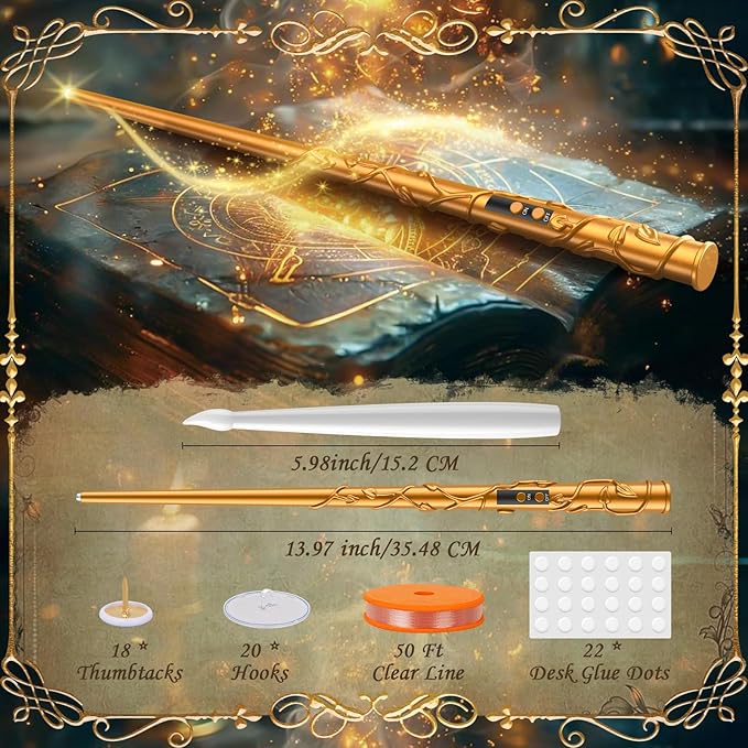 Halloween Floating Candles 18 Pcs - Magical Flameless Candles with Wand Flickering Warm Lights Ideal for Indoor Window Bedroom Halloween Cosplay Birthday Theme Party Decor
