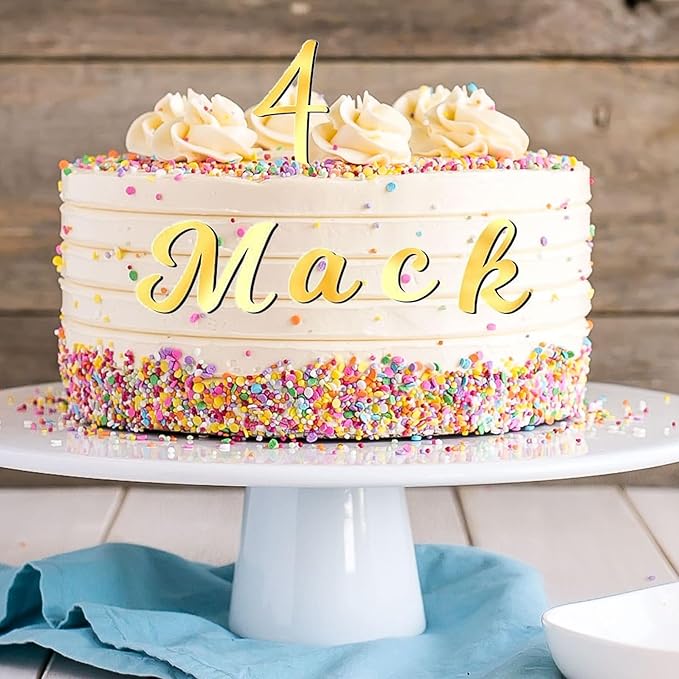 126pcs Acrylic Alphanumeric Cake Decoration, Mirror Number 0-9 and Alphabet A-Z Personalized Cake Picks Shiny Personalized Cake Topper for Birthday Cake Toppers Wedding Baby Shower(GoldSilver)