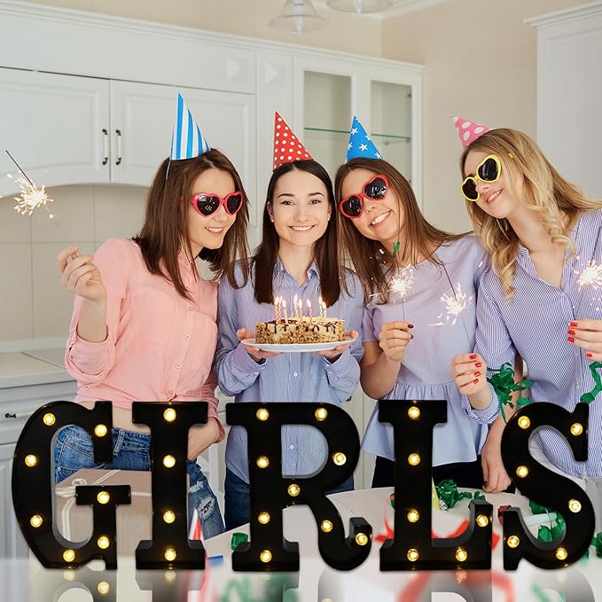 Led Marquee Letters, 8.58 Inch Black Light Up Letters, Small Led Letter Lights, Battery Powered Lighted Letterfor Table, Party, Birthday, Christmas Decor (Black, Letter R)