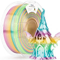 AMOLEN Silk PLA 3D Printer Filament, Shiny Multicolor Rainbow PLA Filament 1.75mm, Gradient Color Change PLA 3D Printing Filament for Most FDM 3D Printer, Yellow Green Blue Pink, 1kg (2.2lbs)