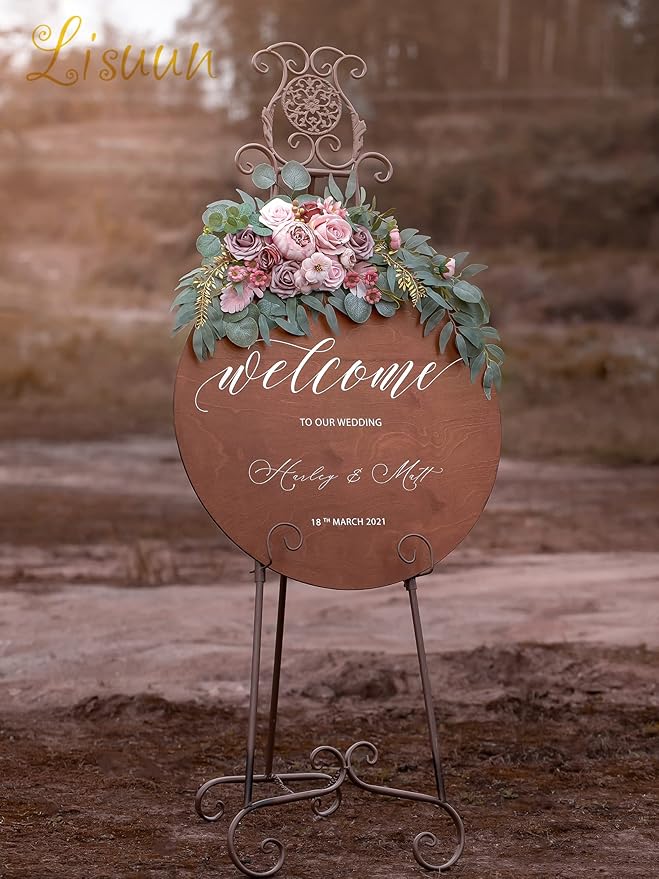 Wedding Arch Flowers, Artificial Flowers for Reception Backdrop and Welcome Ceremony Sign, Large Flower Swag for West Styles Wedding Ceremony Floral Decor - Pack of 2