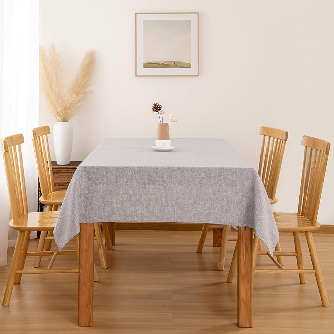 Hiasan Faux Linen Rectangle Tablecloth - Wrinkle and Stain Resistant Washable Table Cloth for Kitchen Dining Room Holiday Table Cover for Party Dinner, Stone, 54 x 120 Inch