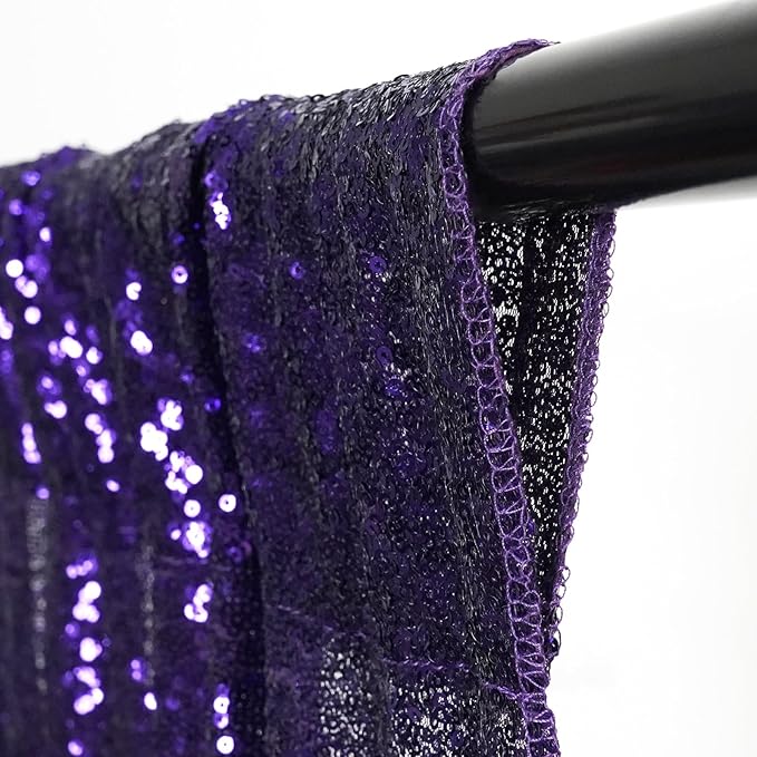 Poise3EHome Purple Sequin Backdrop Curtains, 2 PCS 5FT x 10FT Glitter Panels for Halloween Party Birthday Wedding Christmas Thanksgiving Holiday Festival Decor