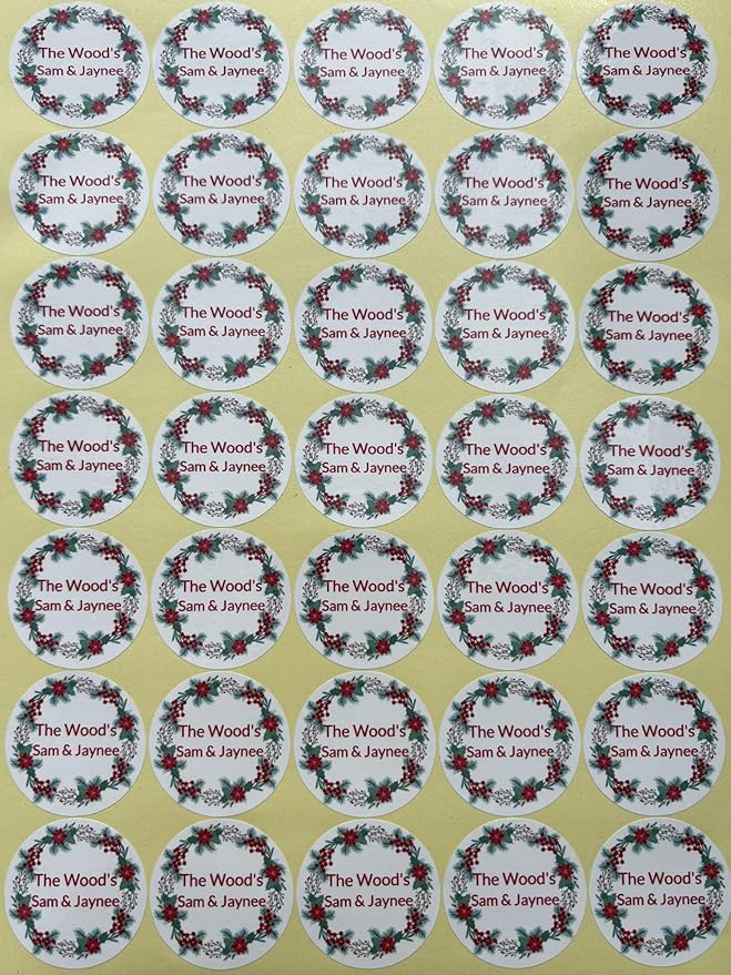 Premium Custom Stickers Labels - Personalized Stickers for Businesses Logo and Name. Birthday Pets and Label Product Boxes Wedding Favors Waterproof Labels (wreath 12, 2.5 inch)