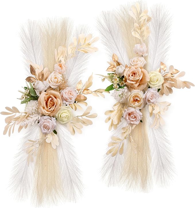 Wedding Arch Flowers, Artificial Flowers for Reception Backdrop and Welcome Ceremony Sign, Large Flower Swag for Dreamy Romantic Wedding Ceremony Floral Decor - Pack of 2