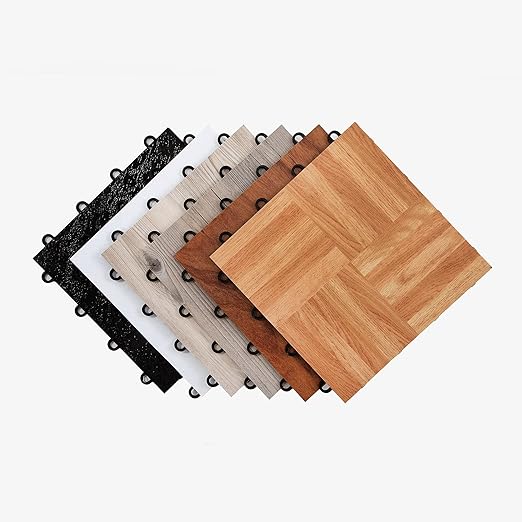 IncStores 3/8" Thick Snap Together Dance Flooring - 12"x12" Printed Vinyl Dance Floor for Practice & Performance - Barnwood - 1 Tile Pack