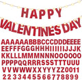 TaoBary 112 Pcs DIY Letter Kit Glitter Customizable Banner Letters Include 107 Letters and Numbers 3 Rope and 2 Needles for Birthday Halloween Christmas Wedding Valentine Party Decor(Red)