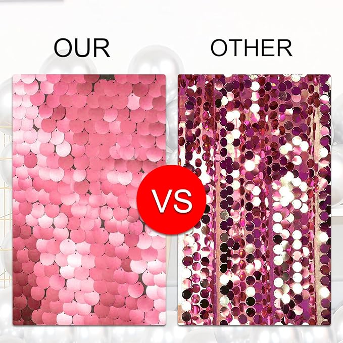 JYFLZQ Pink Payette Sequin Backdrop Curtains 4ft x 8ft 2 Panels Shimmer Wall Backdrop Big Sequin Background Thick Glitter Photo Booth Backdrops for Parties