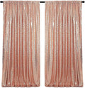 2 Panels Rose Gold Sequin Backdrop Curtain 4FTx8FT Glitter Sequence Drapes for Wedding Party Photography Background Décor