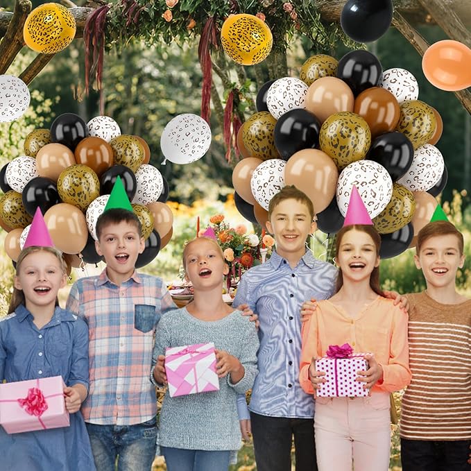 Cheetah Print Balloons, 52 PCS Black Brown Balloons, Black Brown White Cheetah Theme Balloons, Animal Party Decorations for Birthday Baby Shower Animal Leopard Themed Party Decoration