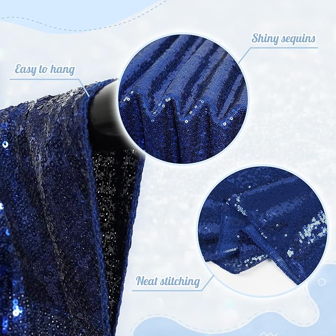 PartyDelight Blue Sequin Backdrop 6FTx6FT Photography Photo Booth Wedding Curtain Party