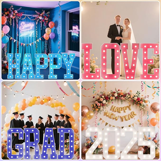 Ledido 4FT Marquee Light Up Letters, 34 Colors Changing Marquee Letter 4 Feet Tall with Remote, Big Letters for Party Wedding Graduation Birthday Decorations, Large Light Up Letter M