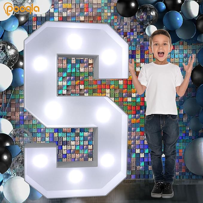 Pooqla 3FT Marquee Light Up Letters, LED Big Mosaic Marquee Letters 3 Feet, Giant LED Sign for Balloons Birthday Anniversary Wedding Party Decoration, Cool White and Warm White Letter O