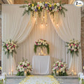 10ft x 15ft Ivory Wrinkle Free Backdrop Curtains for Parties,Silky Polyester Fabric Wedding Ceiling Drapes, 2 Panels 15ft Photo Back Drop Drapes for Baby Shower Photography Stage Background Cloth