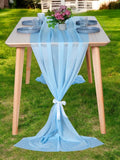 MDS 20 Pack 10ft Chiffon Table Runner 29 x 120 Inches Sheer Wedding Runner Romantic Rustic Table Runner for Wedding Decorations, Birthday Parties, Bridal Shower Party Arch Decor -Turquoise