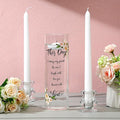 Irenare Unity Candles with Holder for Wedding Ceremony Wedding Decortions Accessories Glass Candle Holder Pillar Candle for Formal Events Church(Fresh Style)
