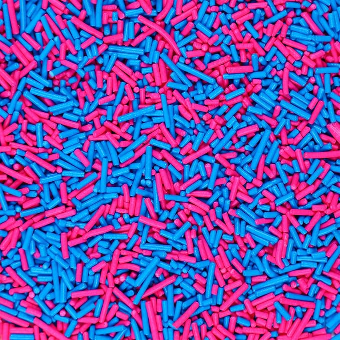 Edible Pink and Blue Sprinkles, Jimmy Sprinkles, Pink Jimmies Sprinkles, Blue Jimmies Sprinkles, Gender Reveal Sprinkles Candy for Cake, Cupcakes, Cookies, Macaron, and Ice Cream Topping(120g/4.23oz)