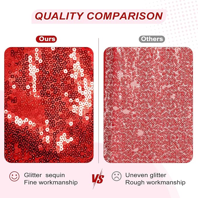 PartyDelight Sequin Backdrop Red 2 Panels 5Ft x 10FT Photography Curtains Party