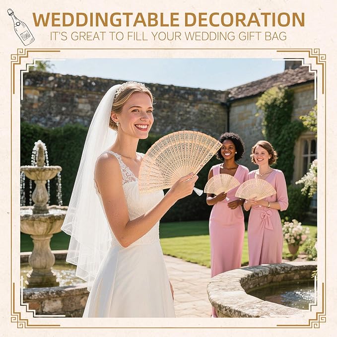 20pcs Personalized Wedding Fans for Guests - Custom Wooden Hand Fans with Names/Dates - Bulk Wedding Favors for Bridal Shower, Baby Shower & Parties (Wood, 20pcs)