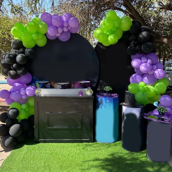 Purple and Green Balloons, 52 PCS 12 Inch Metallic Chrome Purple Light Green Black Latex Balloons with Black Green Confetti Balloons for Boys Girls Birthday Party Baby Shower Decorations