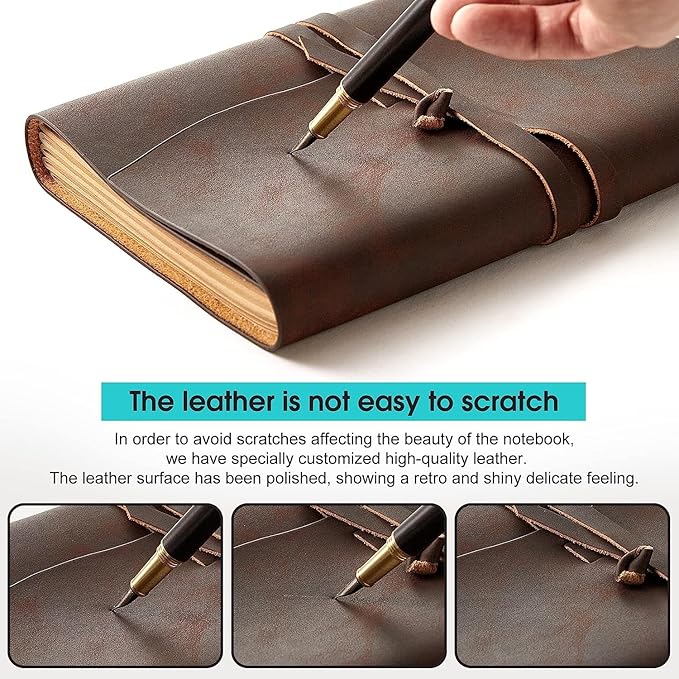 Leather Journal Notebook, 8x10 Inches Large Size, Genuine Leather Journals for Writing, Vintage Journal For Men and Women, Artist,Travel Journal,Navy Blue