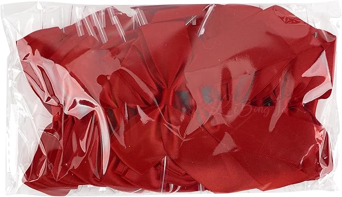 3.5" Red Bow Satin Pre-Tied Bows for Gift Wrapping, Small Bows for Crafts, Premade Bows, Candy Apple Bows, Twist Tie Bows for Cake Decorating, Party Favor, Wedding Decoration-36 Counts