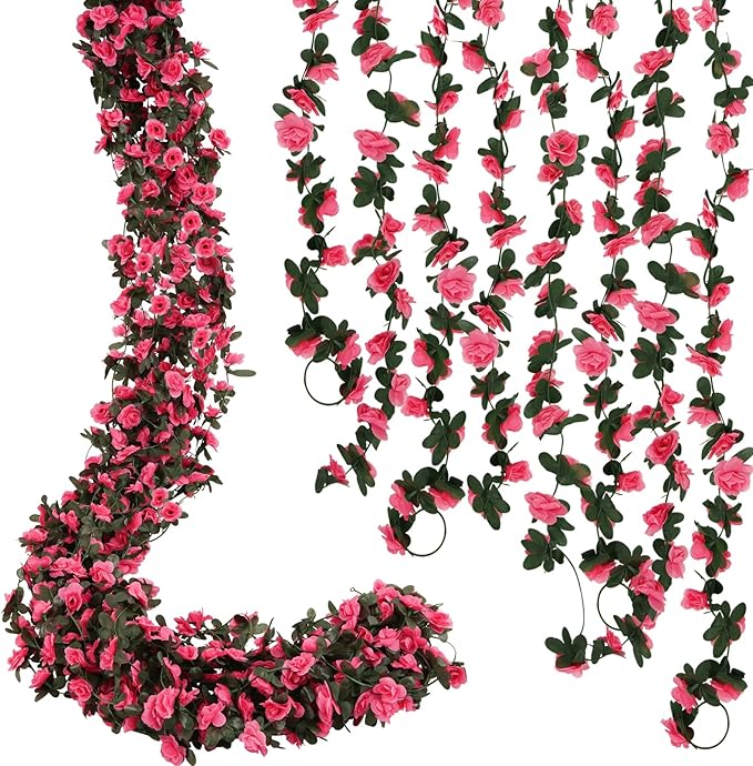 12 Pcs 99 Ft Flower Garland Rose Vines, Rose Garland for Decoration, Flower Vine for Room Table Birthday Wedding Party Garden Wall Decor