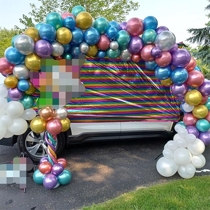 Metallic Balloons, 12 Inch Rainbow Chrome Balloons, 35Pcs Assorted Colors Multicolor Metallic Purple Red Green Blue Silver Rose Gold Latex Balloons for Kids Birthday Wedding Carnival Party Decorations