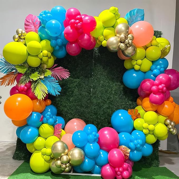 Multicolor Rainbow Balloons, Multicolor Balloons Light Blue Yellow Dark Green Purple Orange Red Balloon Colorful Latex Balloons for Birthday Kids Party Wedding Baby Shower Engagement Decorations