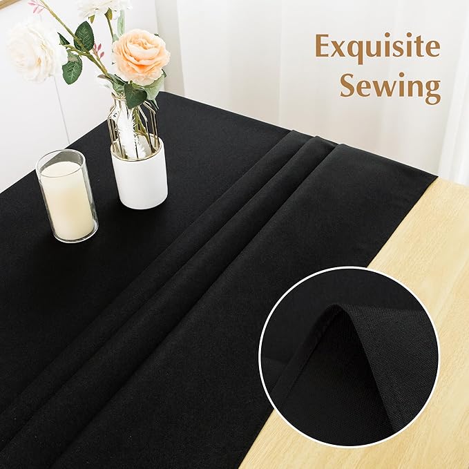 2 Pack Square Table Cloth 60X60 Inch Black Washable Fabric Tablecloth Polyester Solid Dining Table Cover for Birthday Party Dinner Holiday Outdoor Indoor