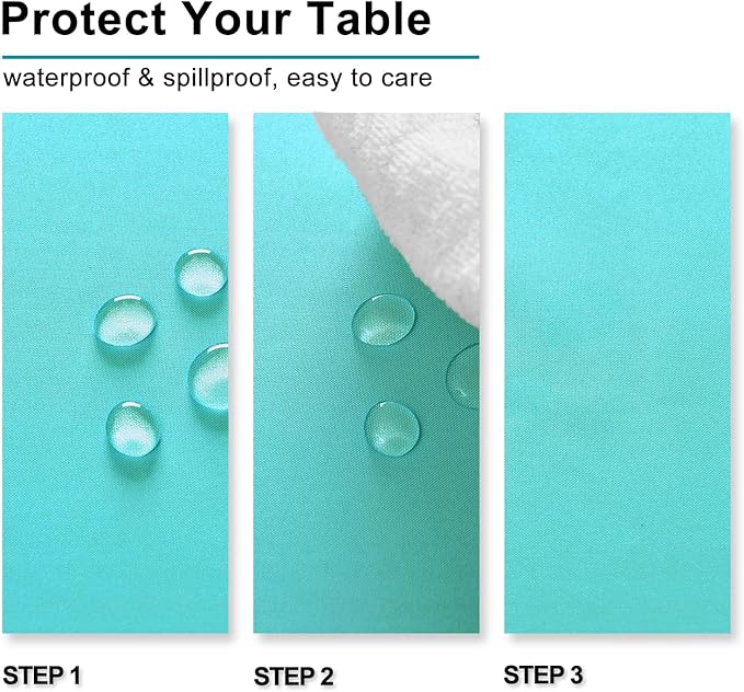 Hiasan Solid Rectangle Tablecloth Aqua - Waterproof Washable Oblong Fabric Table Cloth for Dining Room Kitchen and Outdoor Use, 54 x 108 Inch