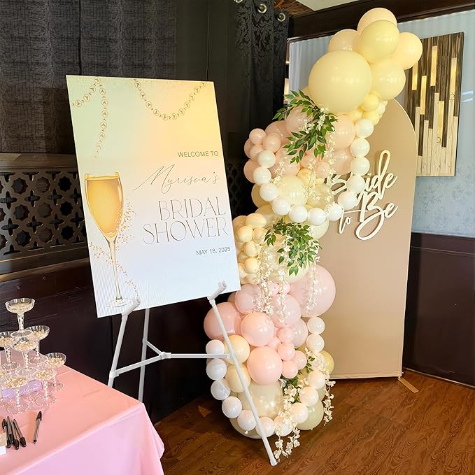 White Easel Stand for Sign & Poster - 63" Adjustable Display Easel for Wedding Sign Stand, Welcome Sign, Canvas, Painting - Lightweight Folding Art Easel with Carry Bag, Holds 5 lbs