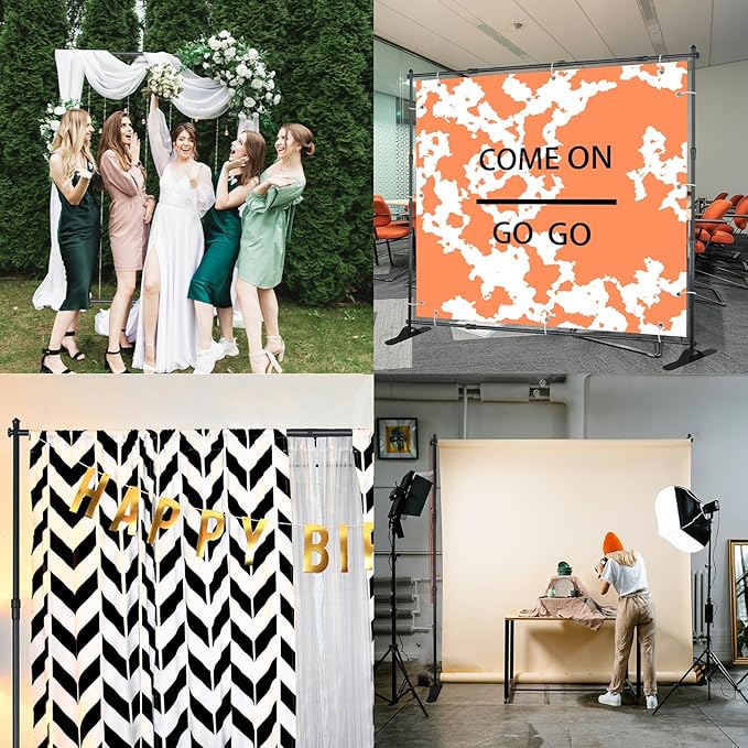 8x8 FT(WxH) Heavy Duty Backdrop Banner Stand with Adjustable Telescopic Tube,Step and Repeat Stand for Parties, Photo Booths, Exhibit Events and More Easy to Install(Carrying Bag Included)