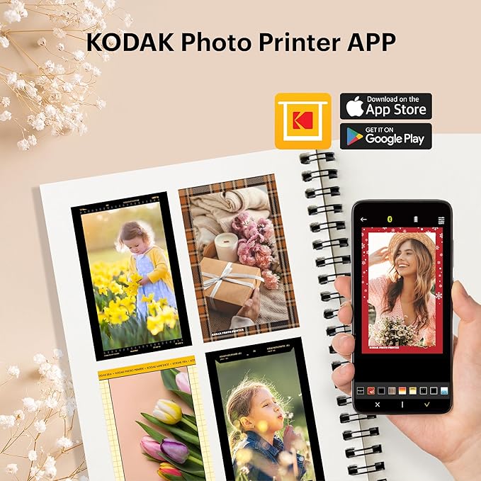 KODAK Mini Shot 2 Retro 4PASS 2-in-1 Instant Digital Camera and Photo Printer (2.1x3.4 inches) Initial 8 Sheets + 60 Sheets Bundle, White