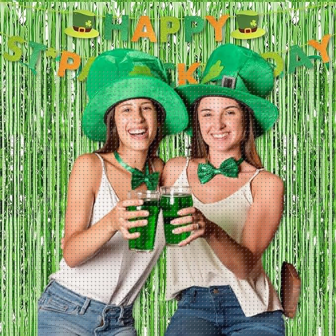 6 Pack Light Green Foil Fringe Curtains Backdrop, 3.28 x 8.2 Ft Metallic Streamers Tinsel Curtains Background for Photo Booth, Birthday, Weddings, Carnivals, Graduation, Themed Party Decorations