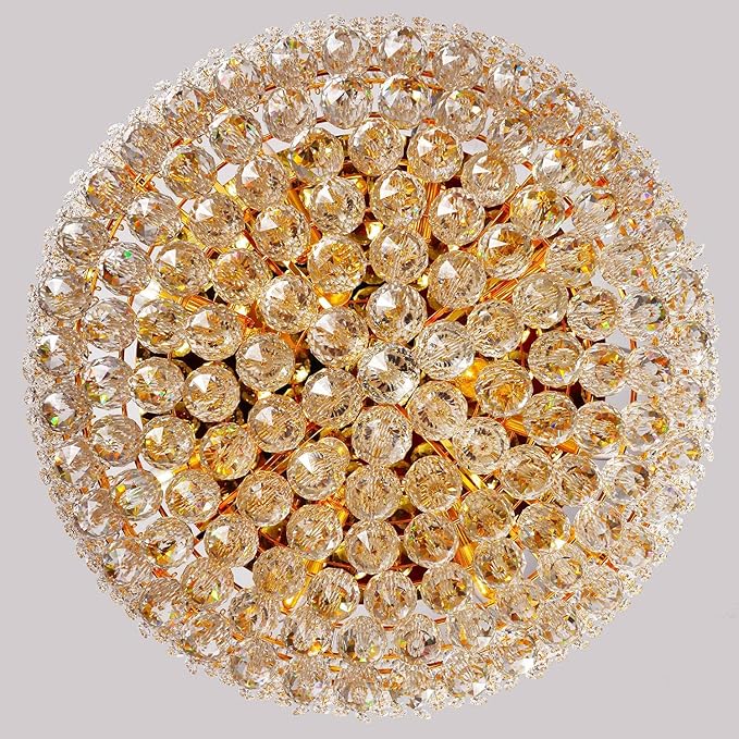 11-Lights Golden Finish Classic Empire Style K9 Crystal Chandelier Ceiling Light for Living Room Foyer Dining Room Hallway Bedroom (24×12 inch) New Packaging Easy to Install