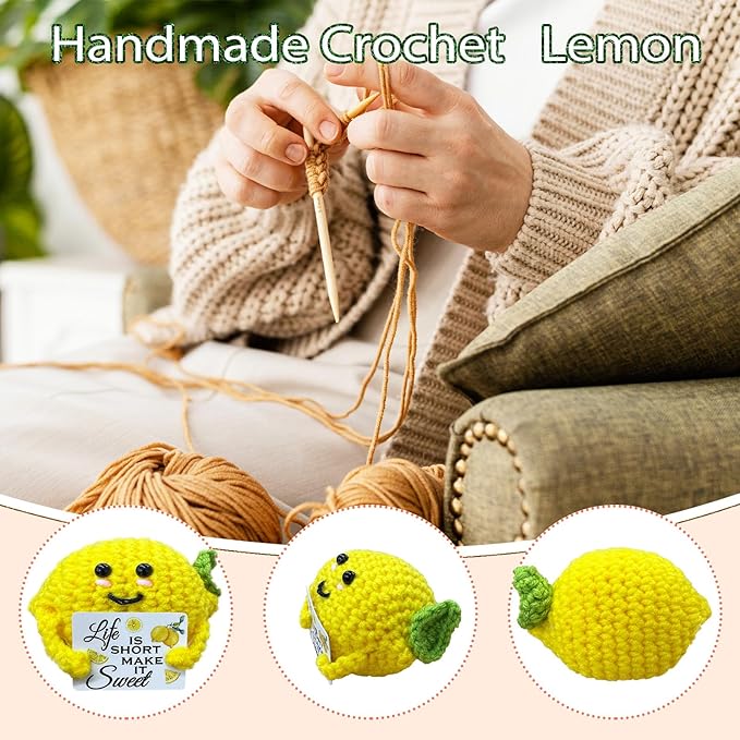 Emotional Support Crochet Lemon,Lovely Gift for Friends,Mom,Dad,Grandpa,Grandma,Colleagues,Classmates,Graduation Gift,Home Office Decoration