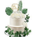 34-piece Wood Cake Topper Set - Boho Cake Decorations with Artificial Eucalyptus Leaves for Gender Reveal Parties, Birthdays, and Weddings