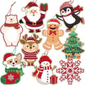 Glitter Printed Xmas Gift Labels - 63Pcs Christmas Name Tags with String and Reindeer, Santa, Snowman Gift Labels for DIY Holiday Present Wrapping