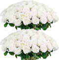 60PCS Artificial Roses Bulk, White Velvet Silk Fake Roses, Realistic White Flowers for Wedding Centerpieces, Bridal Bouquets, Home Decor, Baby Shower, Valentine's Day Party Decorations