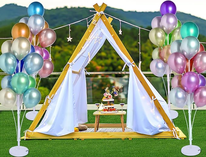 4 Sets of Balloon Stand Kit - 62in Balloon Stands with Base, Balloon Sticks, Decorations for Party Birthday Wedding Baby Shower Gender Reveal Graduation