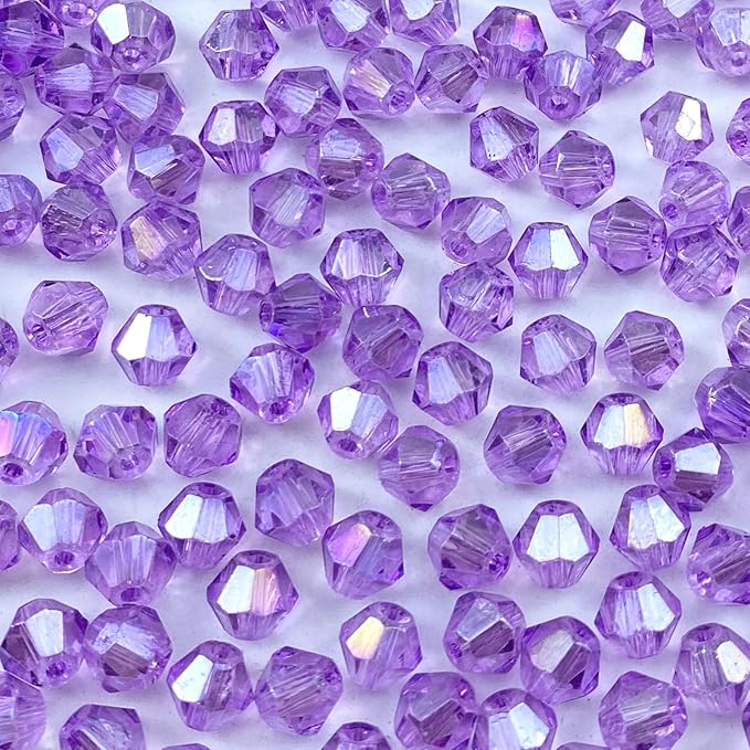 100pcs 8mm Bicone Crystal Glass Beads Loose Spacer Beads Faceted Craft Beads for Jewelry Making DIY Necklace Bracelet Earring Wind Chimes Suncatchers Ornamen(Crystal Purple AB)